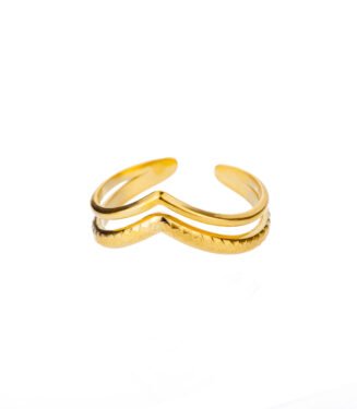 V Shaped Ring for Women Gold Plated Stainless Steel – Minimalist Adjustable Ring