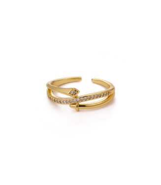 Gold Color Zircon Stainless Steel Rings For Women