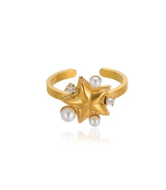 Star Finger Ring Stainless Steel Adjustable For Women