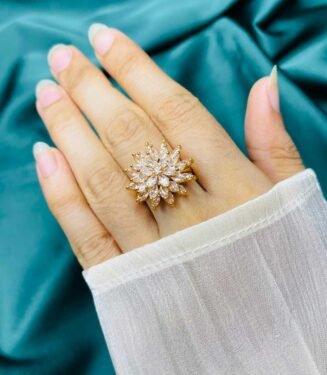 Gold Color Copper Crystal Finger Ring