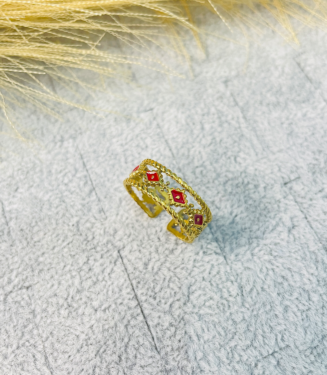 Vintage Styles Stainless Steel Finger Ring Red