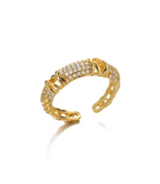 Zircon Stainless Steel Gold Color Finger Ring