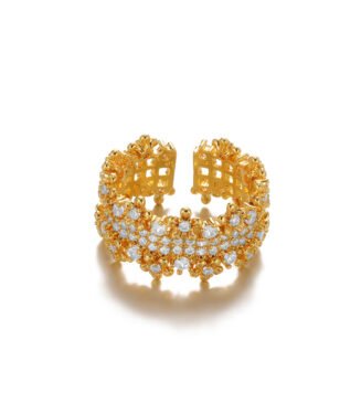 Zircon Stainless Steel Gold Color Finger Ring For Women