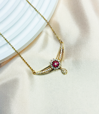Red Zircon Pendant Necklace For Women
