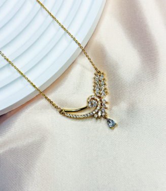 Luxury Gold Color White Stone Necklace for Women