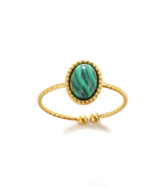 Green Series Enamel Natural Stone Ring for Women