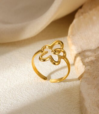 Minimalist Floral Rings for Women Stainless Steel Ring