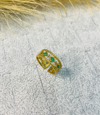 Vintage Styles Stainless Steel Finger Ring Green