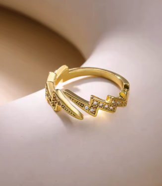 Lightning Rings For Women Stainless Steel Gold Color