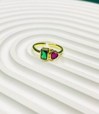 Stainless Steel Adjustable Love Stone Finger Ring