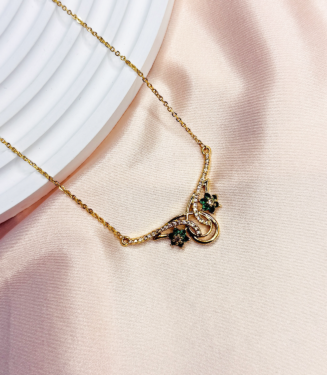 Green Floral Zircon Pendant Necklace For Women