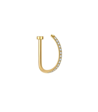 Non Piercing Nose Ring Titanium Steel Body With Zirconia Stone - Golden