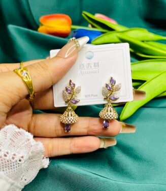 Mini jhumka Diamond Cut Leaf Design
